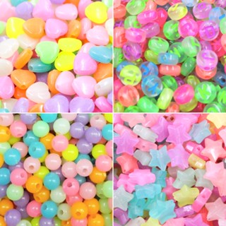 Miçanga Fluorescente - Entremeio Brilha no Escuro - Para Pulseira - Letra-Estrela-Bola-Bolinha Neon