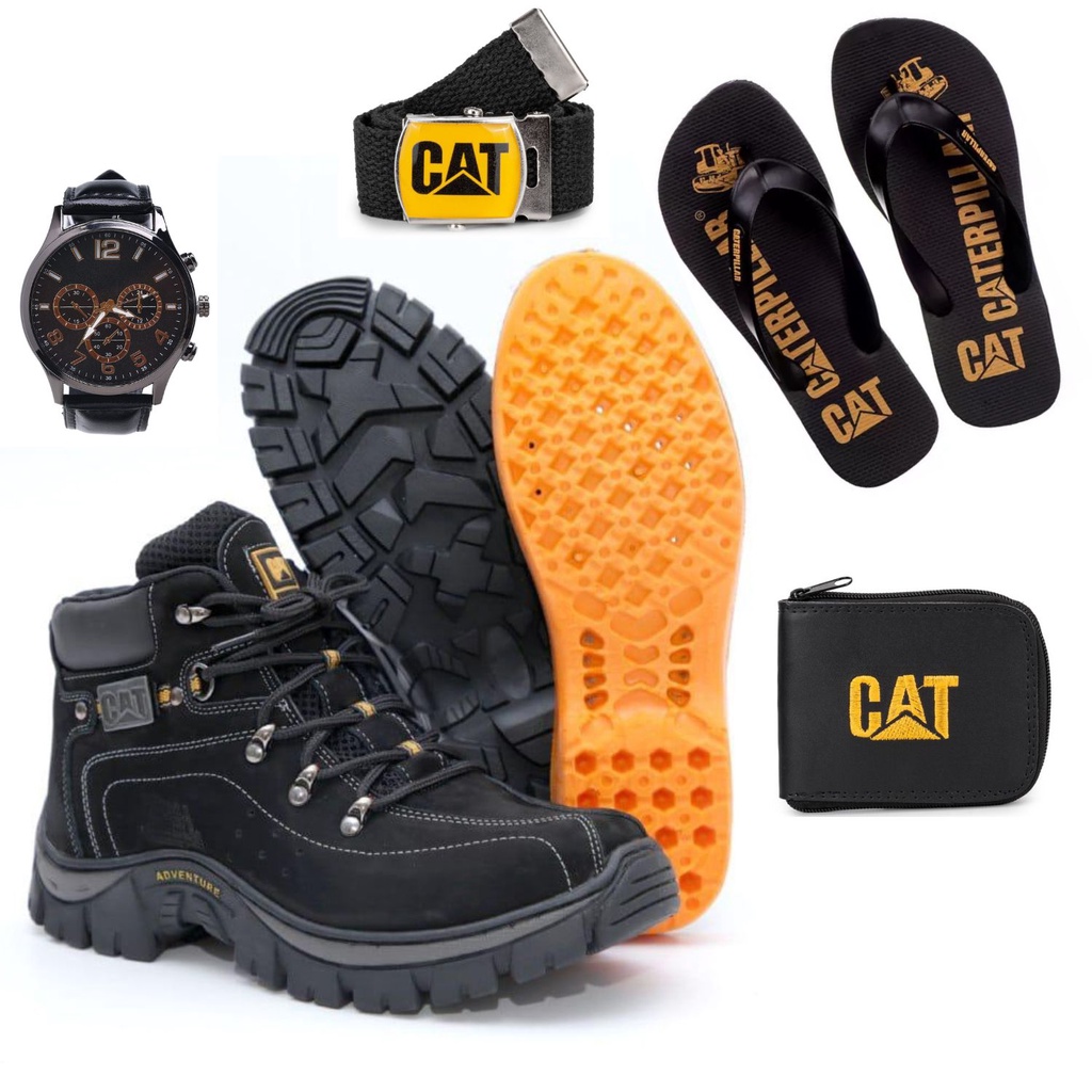 Bota Caterpillar Masculina de Couro Adventure Cat 22 Nude Tenis Sapato  Coturno Botas Botina Botinha Masculino