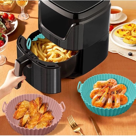 Cesto Forma de Silicone AirFryer 20cm Protetor Antiaderente Cesta Fritadeira Bandeja Reutilizável Air Fry Air Fryer Airf