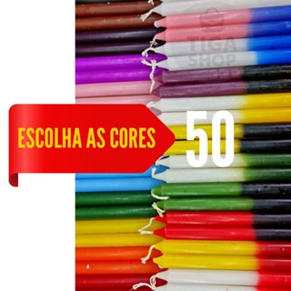 Kit 50 Velas Coloridas e Bicolores 16 cm