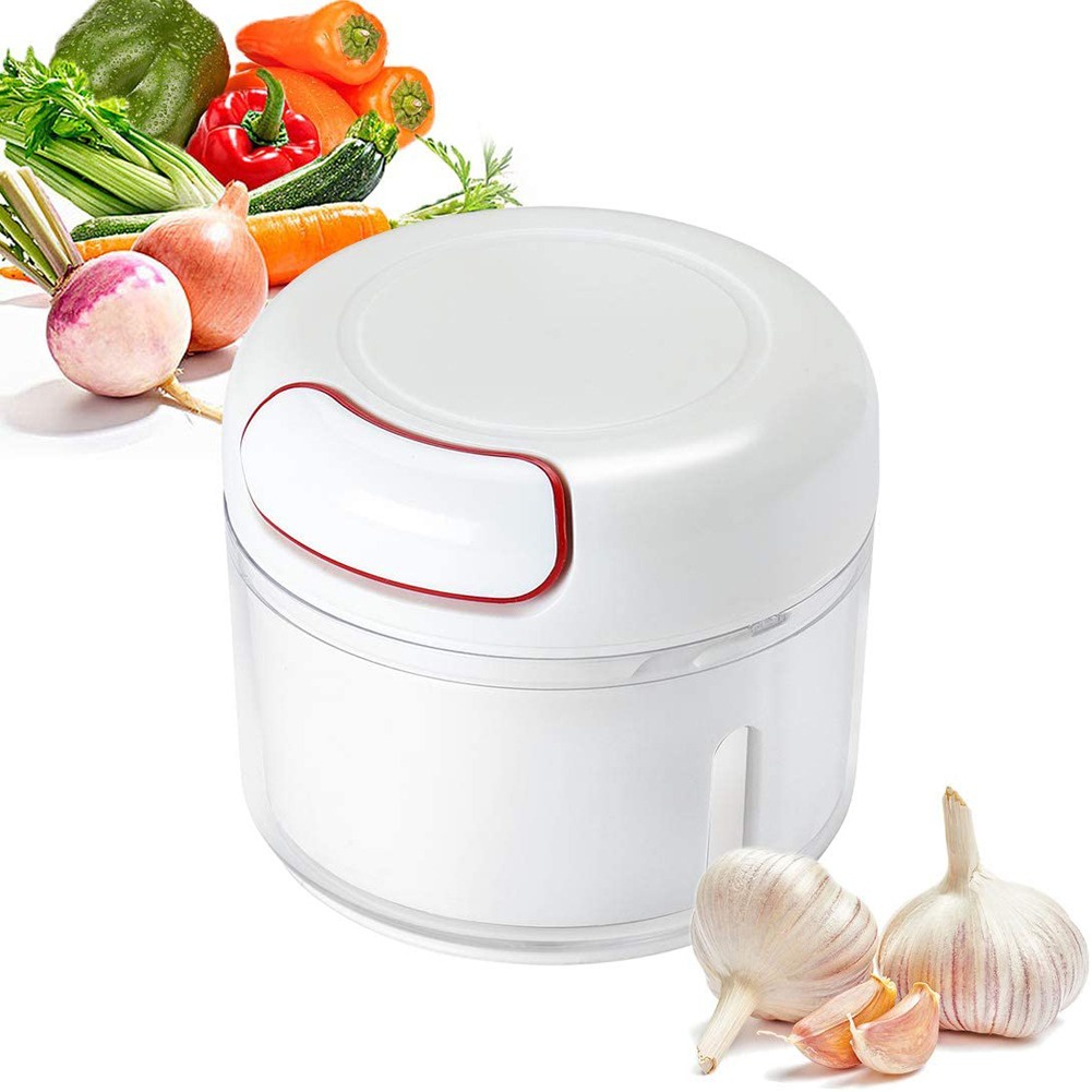 Processador Manual Alimentos Triturador Picador de Alho Cortador 2 Lâminas