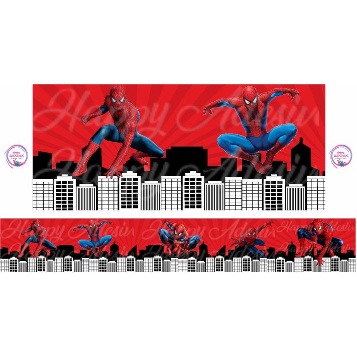 Faixa Adesiva Decorativa para Parede Quarto Menino Infantil Baby Homem Aranha Super Heróis Game Retro Adesivo Colante