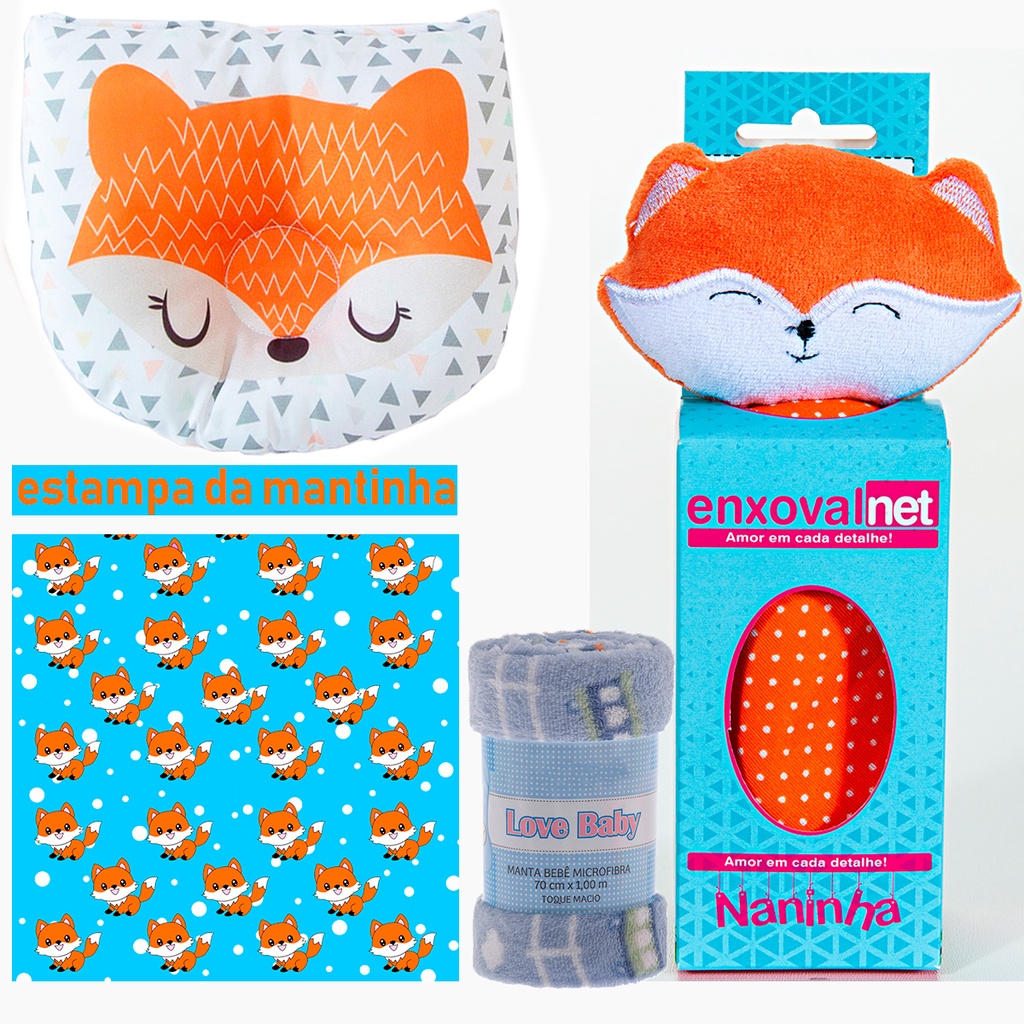 Kit Maternidade 3 Peças Naninha Travesseiro Anatômico e Mantinha Feminino Masculino Mamãe De Primeira Viagem Dia Das Mães Promoção Presente Dia Das Mães Manta Menino Menina Recém Nascidos Completo