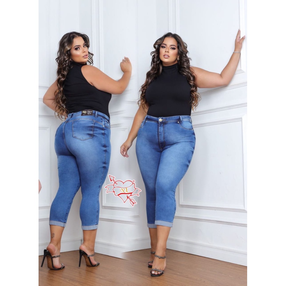 Calça Capri Plus Size Tamanho Maior Jeans Feminina 48 ao 54 - Escorrega o  Preço