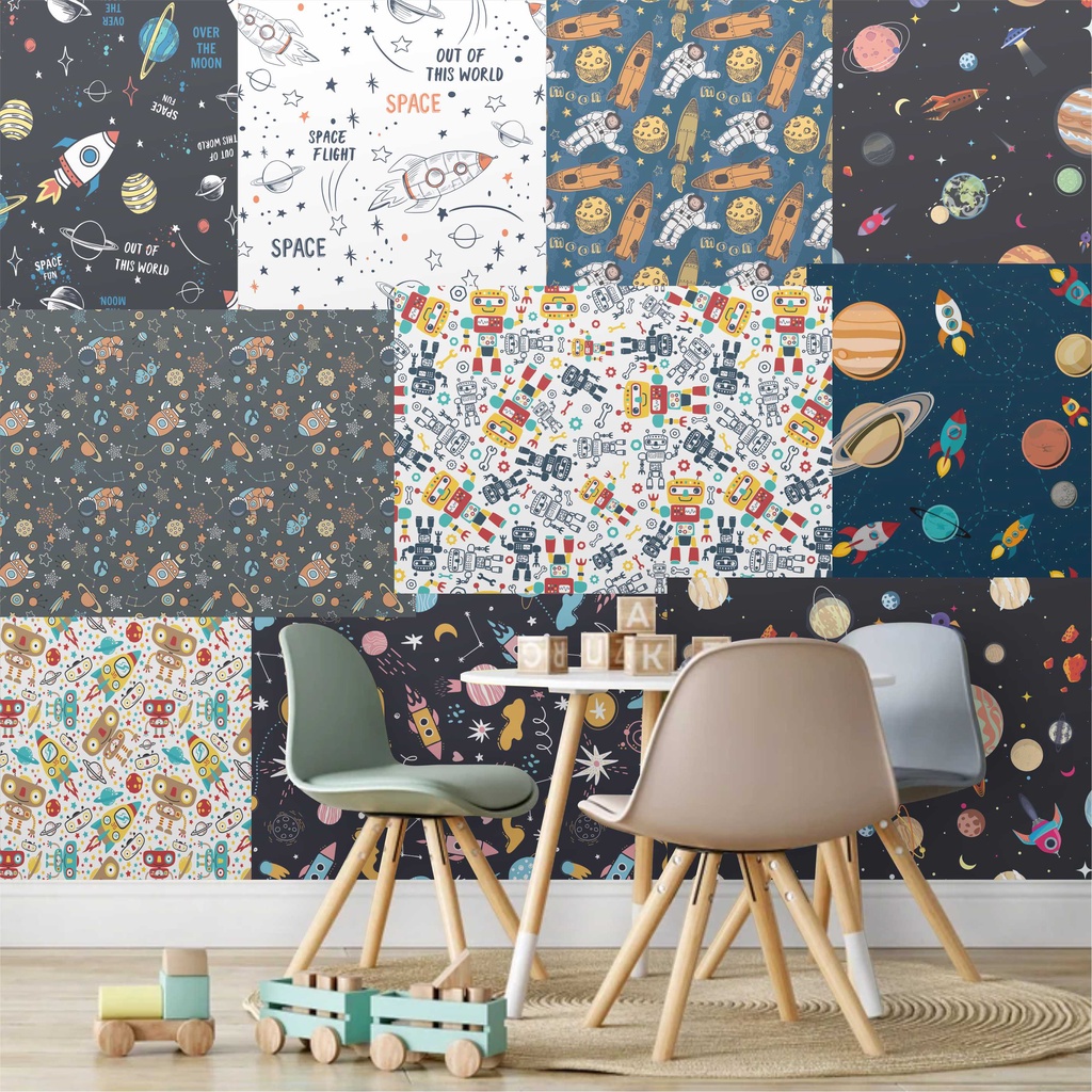 Lambe Lambe Adesivo Kit Cartaz Astronauta Foguete Infantil Nave Espacial Planetas L23