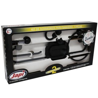Kit De Acessórios Para Banheiro Samba Japi 5 Peças Preto