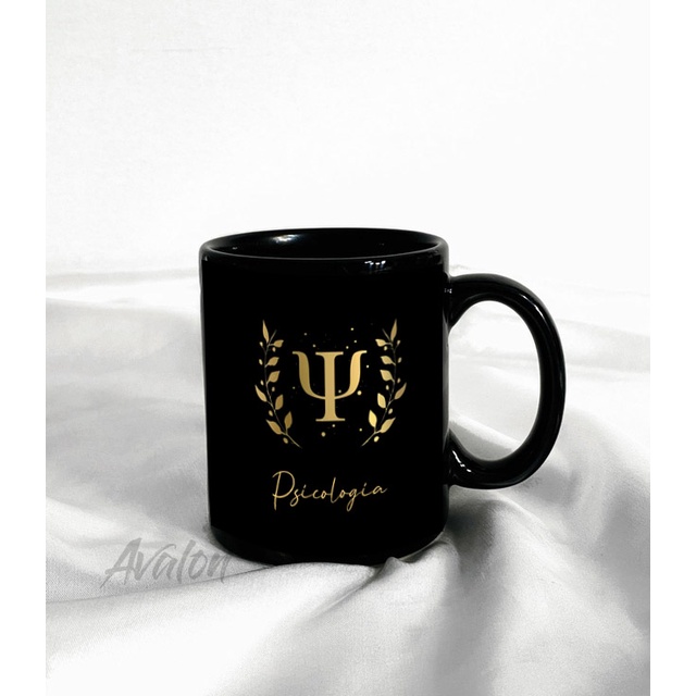 Caneca Psicologia em cerâmica Preta em Oferta na Shopee