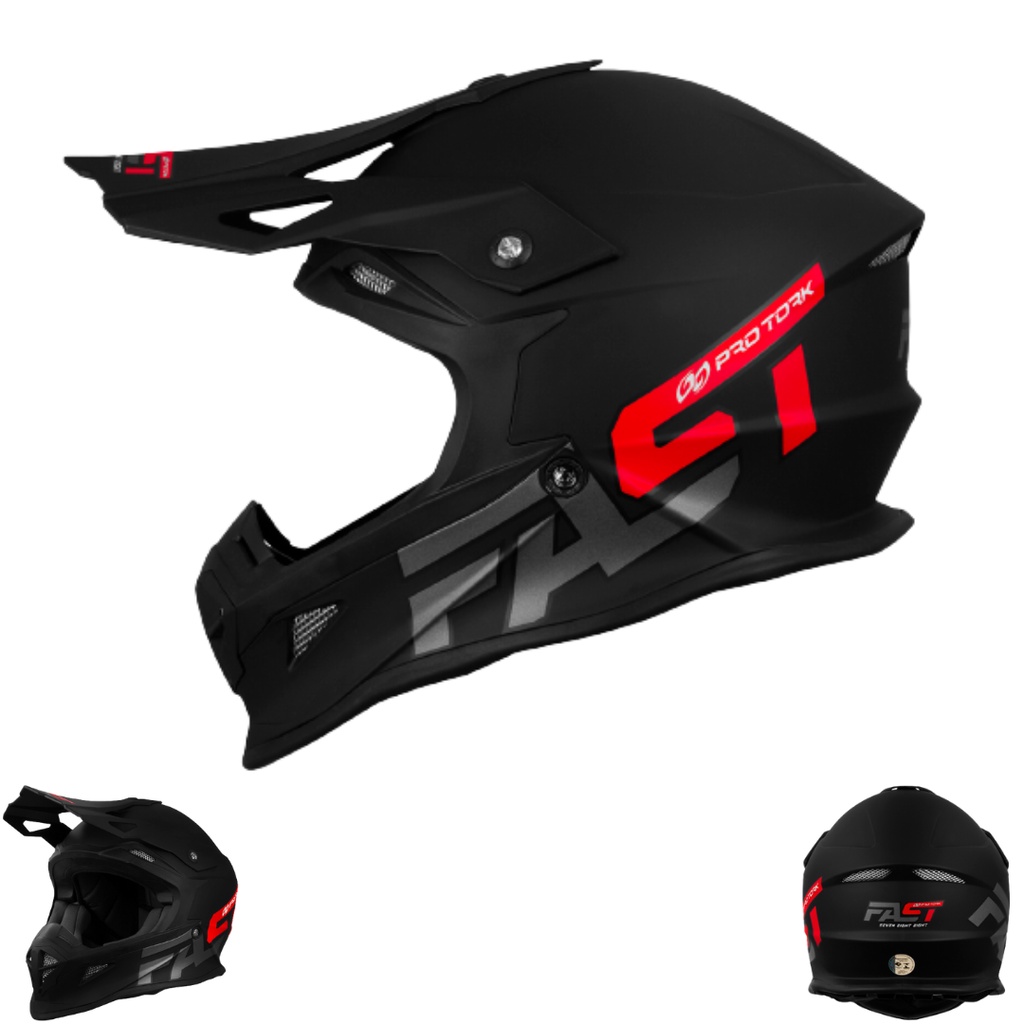 Capacete Motocross Trilha Off Road Pro Tork Fast 788 Solid Feminino Masculino Novo Lançamento em Oferta na Shopee