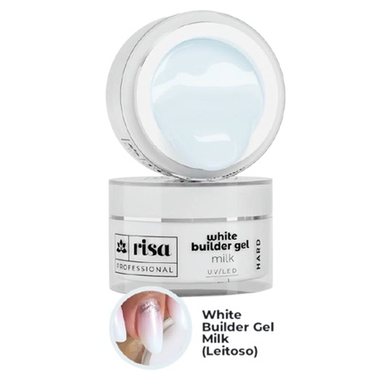 RISA - Gel Milk (Branco Leitoso) Builder Hard Para alongamento Unhas Fibra Acrygel - 15ml