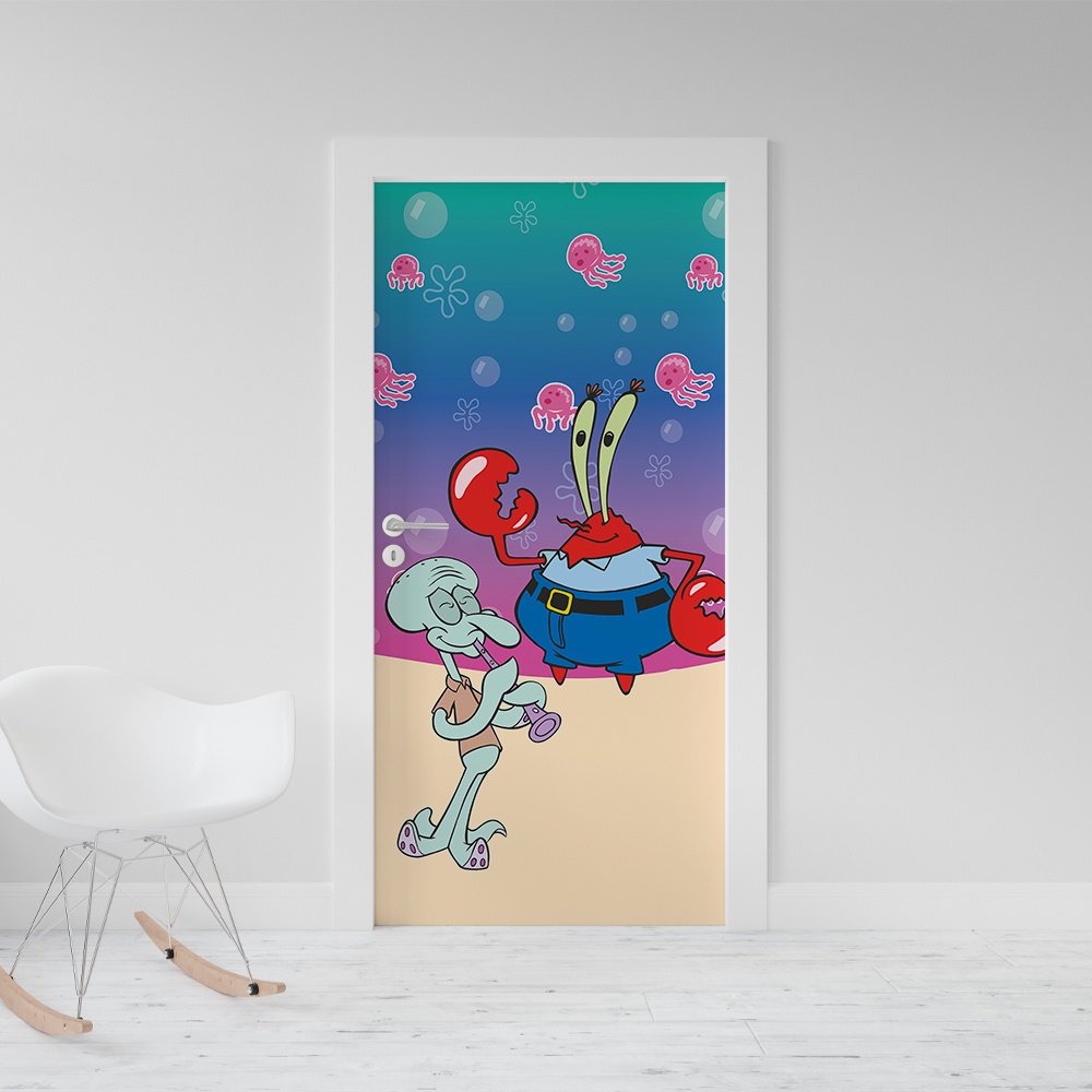 Adesivo Decorativo De Porta Bob Esponja 01611