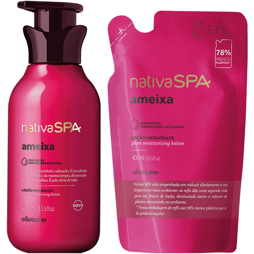 Combo Nativa Spa Ameixa: Loção Hidratante Corporal + Refil Loção Hidratante Corporal