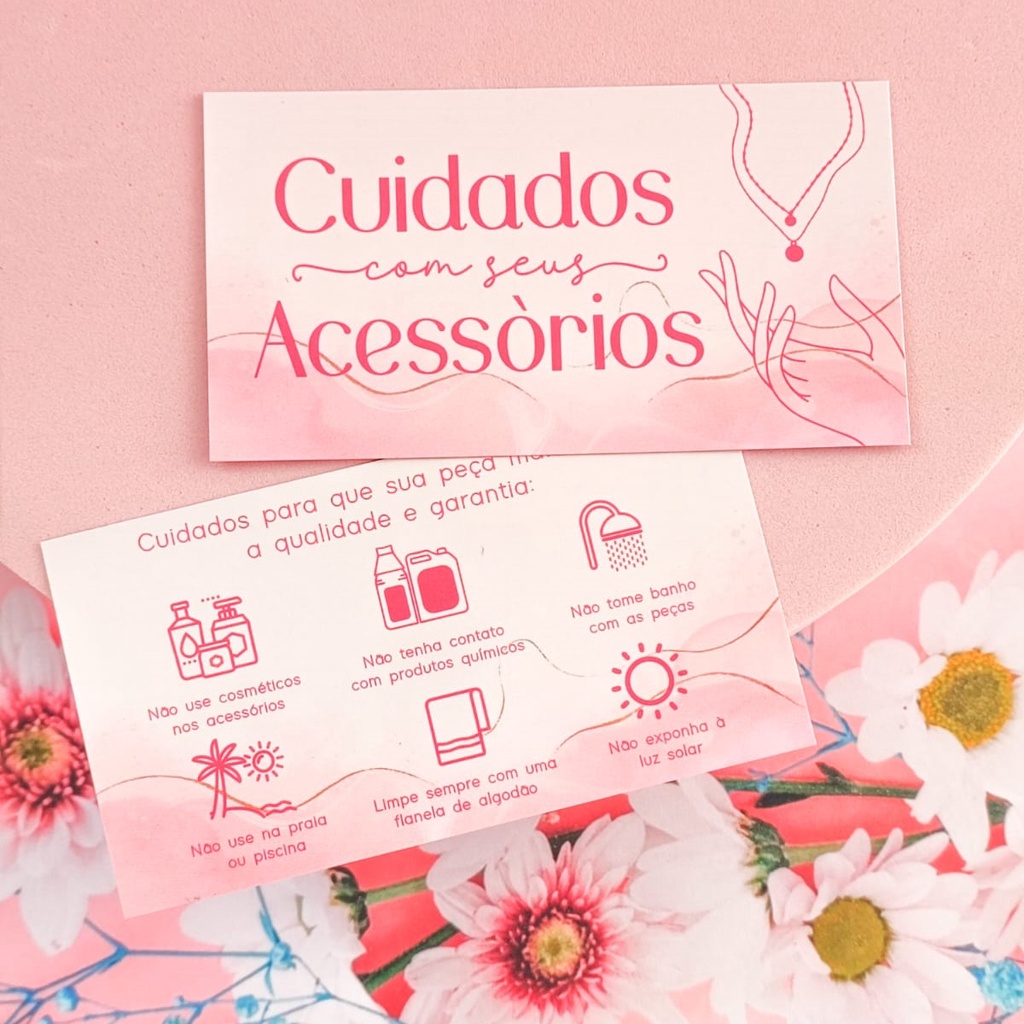 Cartão de cuidados com acessórios - 50 unidades