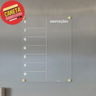 lousa Planner magnética com imã planejamento semanal e anotações + caneta escreve e apaga em Oferta na Shopee