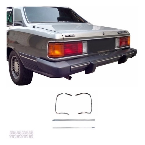 Kit Friso Aluminio + Grampo Lanterna Traseira Opala 80 83 87