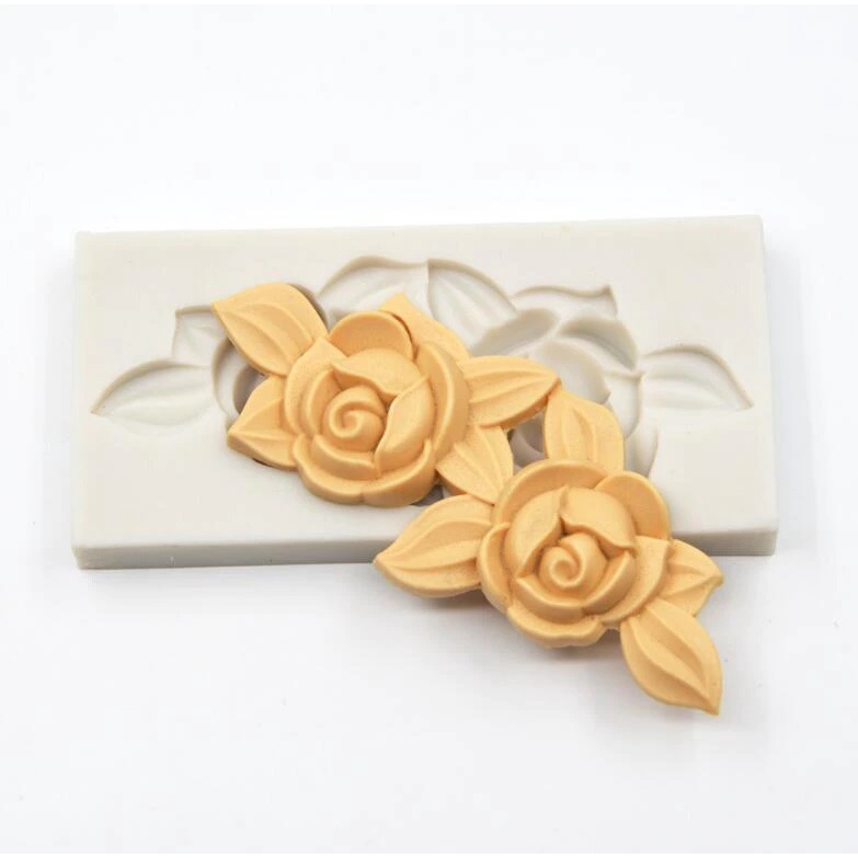 Molde de Silicone Cordão Dupla de Rosas para Artesanato e Confeitaria