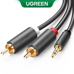 Ugreen Cabo RCA Verde De 3,5 Mm A 2RCA Adaptador Auxiliar De Áudio Estéreo Divisor AUX Para Smartphones Alto-Falantes Tablet HDTV MP3