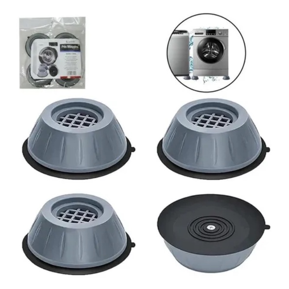 Conjunto Com 4 Suporte Pé Nivelador Para Móveis Máquina De Lavar Silicone Pe De Geladeira - Kit Pezinho De Moveis Fu Xing