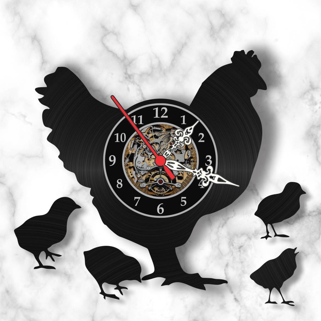 Relógio Parede Cozinha Galinha Pintinhos Vinil Lp Decoração em Oferta na Shopee
