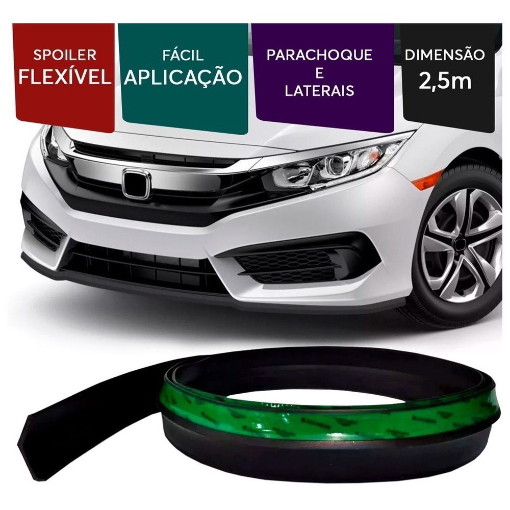 Saia Spoiler Front Lip Borracha Tuning Universal Rolo 2,5m