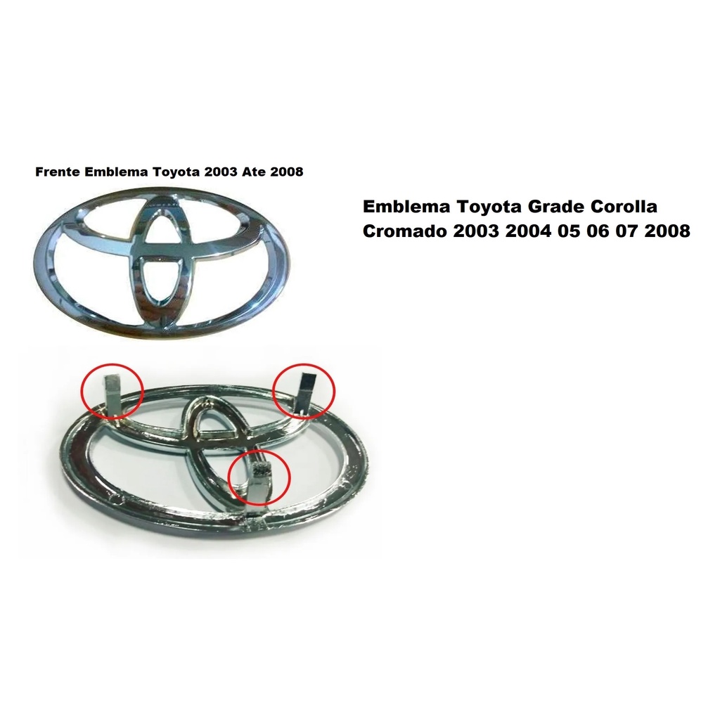 Emblema Logomarca Toyota Grade Dianteira Corolla 2003 2004 2005 2006 2007 2008 10020 — imagem 2 de 2