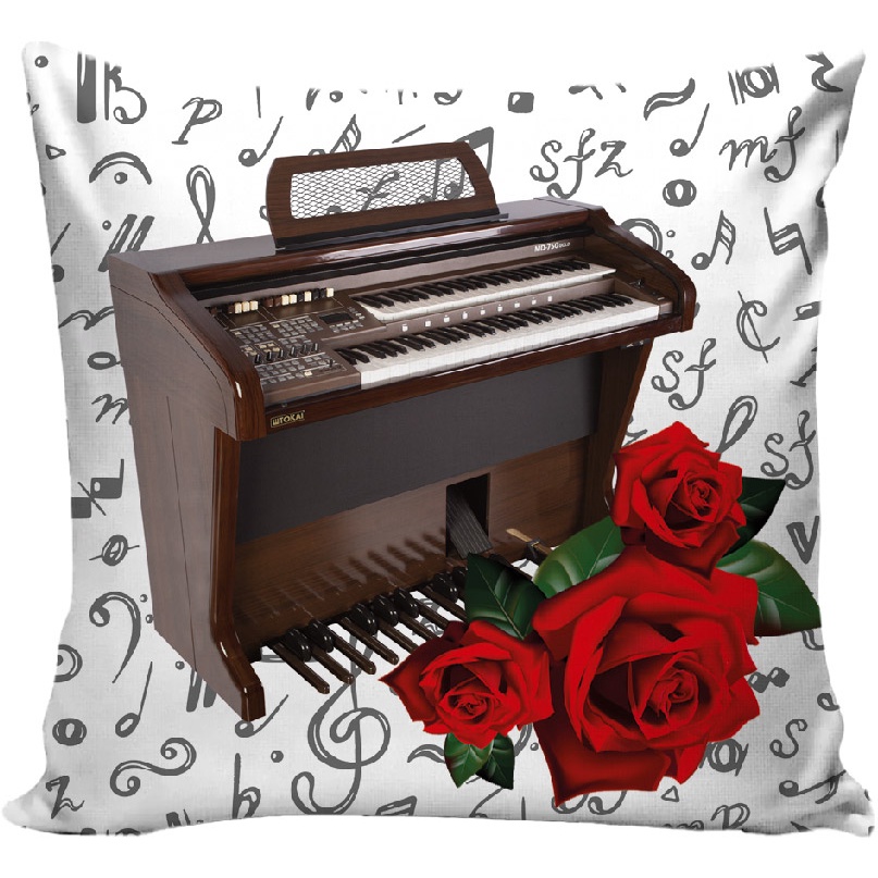 Capa Almofada 45x45 Personalizável - MUSICAL INSTRUMENTO ÓRGÃO/PIANO