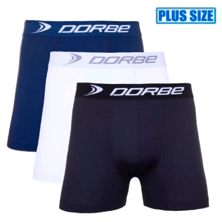 Detalhes do Kit 3 Cuecas Boxer Plus Size Microfibra Dorbe Não Enrola Original Masculina Cueca Masculino Adulto