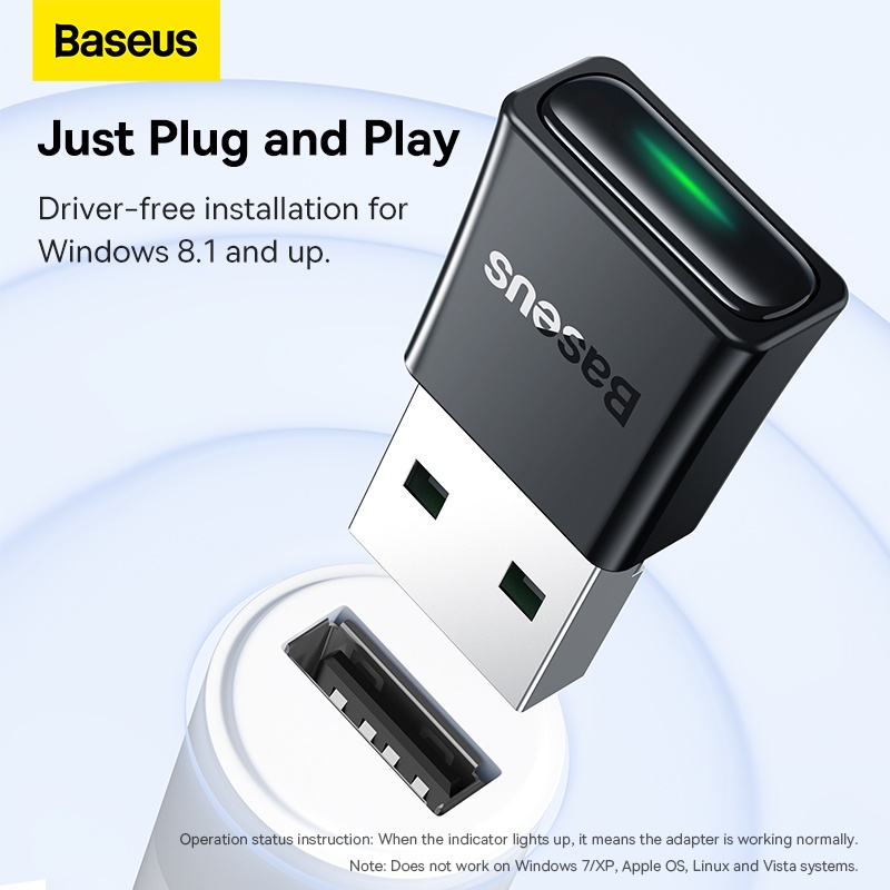 Baseus BA07 Adaptador USB Bluetooth 5.3 Para PC Portátil Alto-Falante Receptor De Áudio Sem Fio Instalação Driver De Alta Resolução