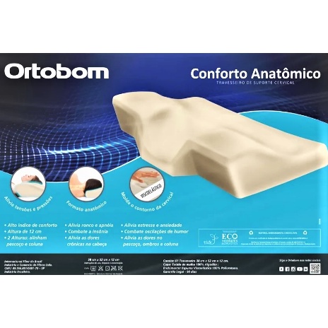 Travesseiro Nasa Ortopédico Anatômico Cervical Ortobom Corpoa