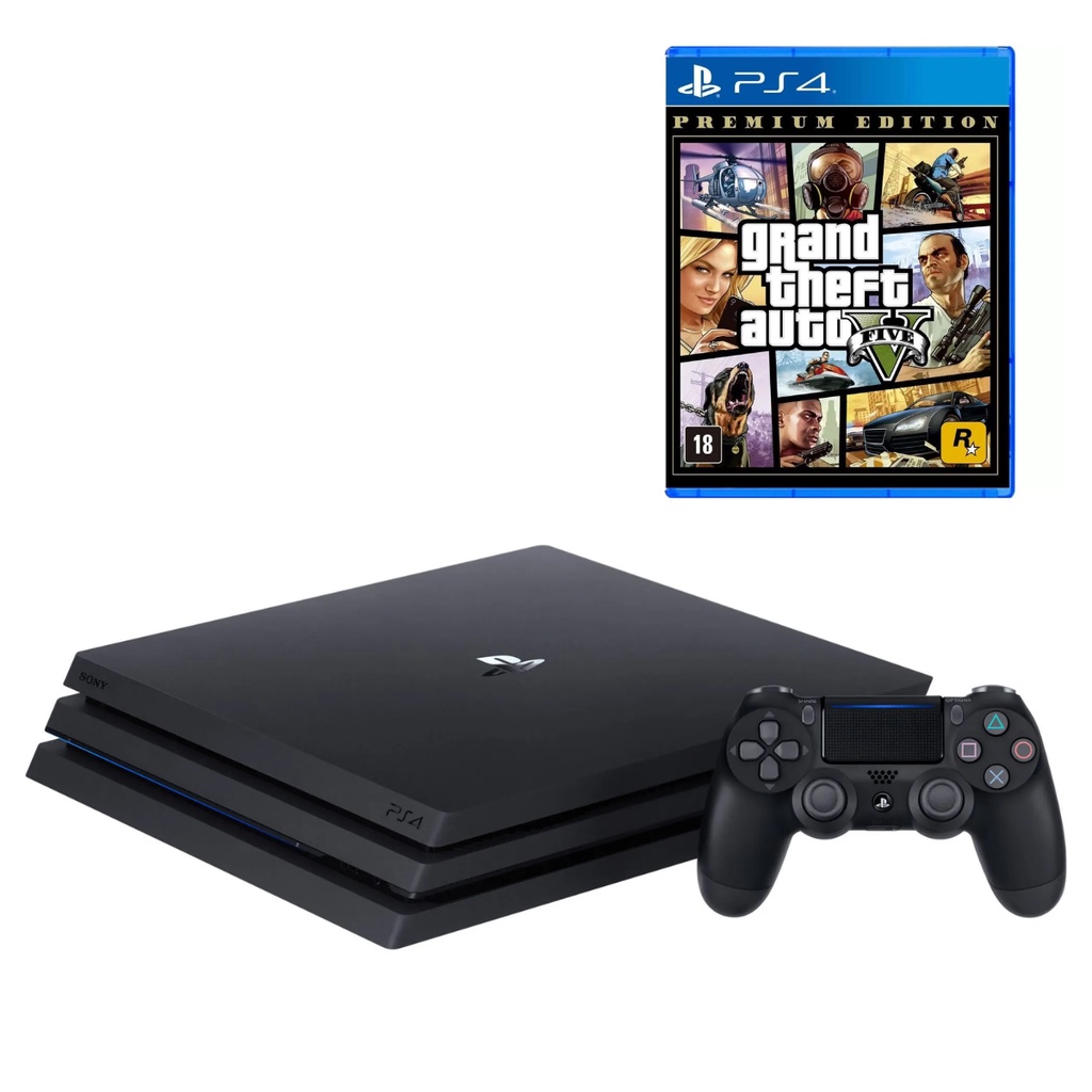 Playstation 4 Pro Ps4 Semi Novo 1TB + 1 Controles Original + GTA V