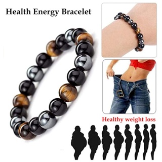 pulseira bracelete de pedra onix tigre hematita obsidiana estilo masculina feminina  tripla de potência com todos os tamanhos ( maior medio pequeno ) em Oferta na Shopee