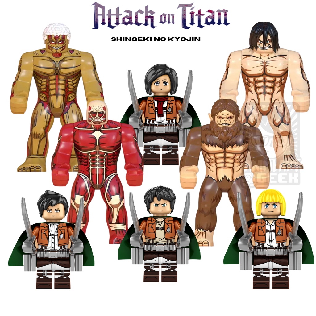 Bonecos Attack on Titan Shingeki no Kyojin Ataque dos Titas Anime Blocos de  Montar Minifigura Compatível com Lego Miniatura Minifigure - Escorrega o  Preço