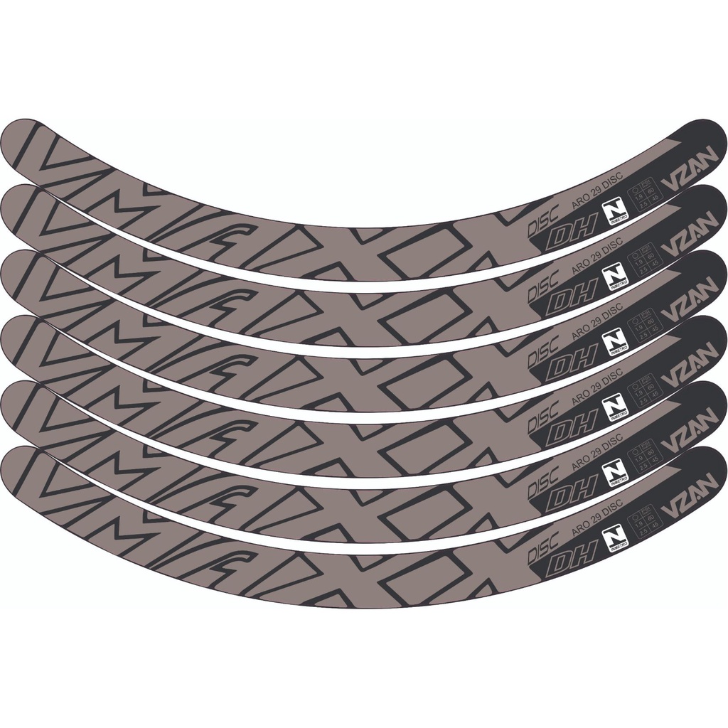 6 Adesivos Aro 29 Vmaxx Freio A Disco kit para 1 roda Grafite Cinza