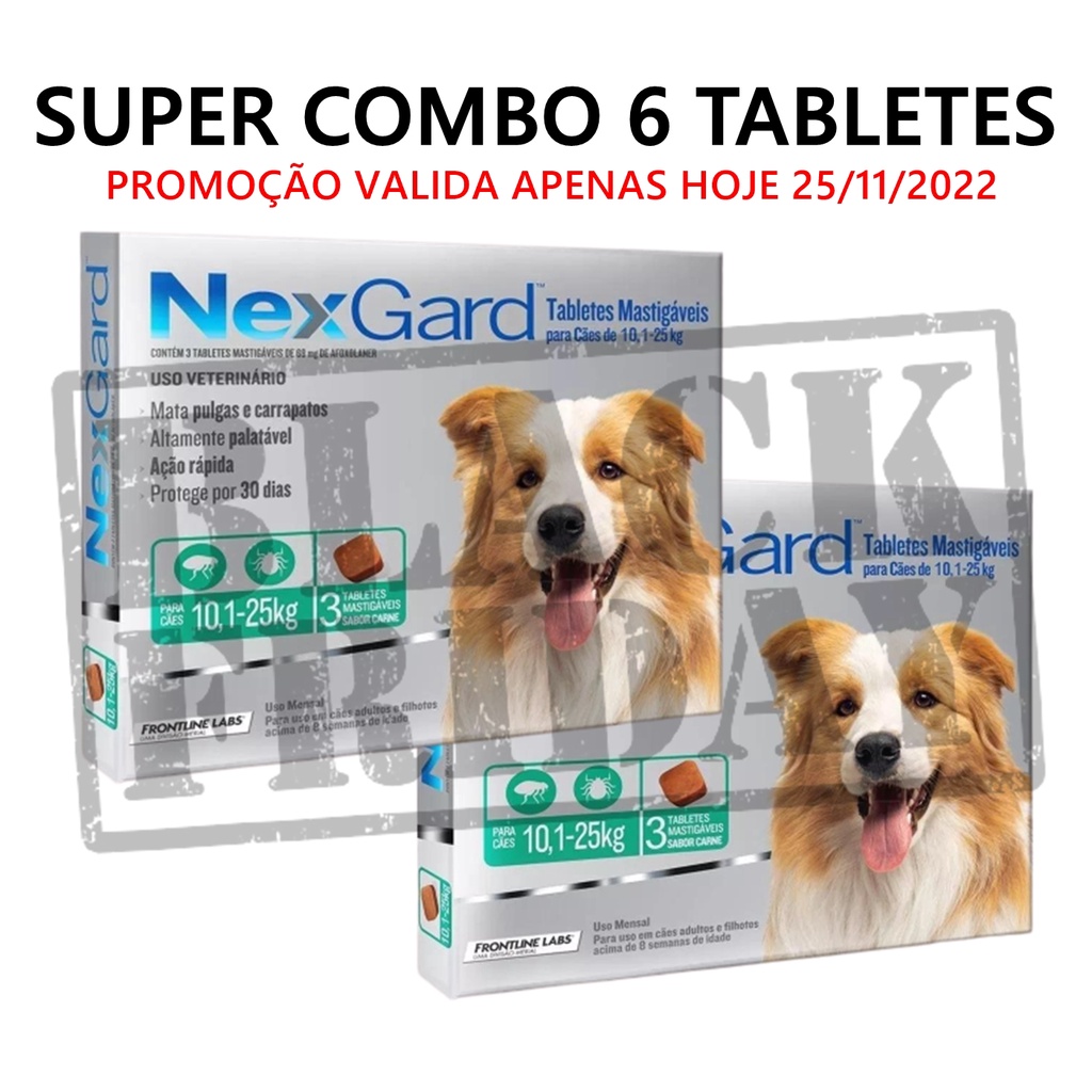 Nexgard Cães De 10,1 A 25kg 3 Tablet Antipulgas Carrapatos