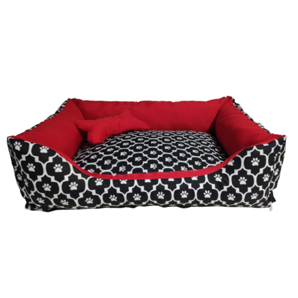 Caminha de Cachorro ou Gato Lavável Cama Pet Grande fundo Impermeável +Ossinho Patinha Vermelho