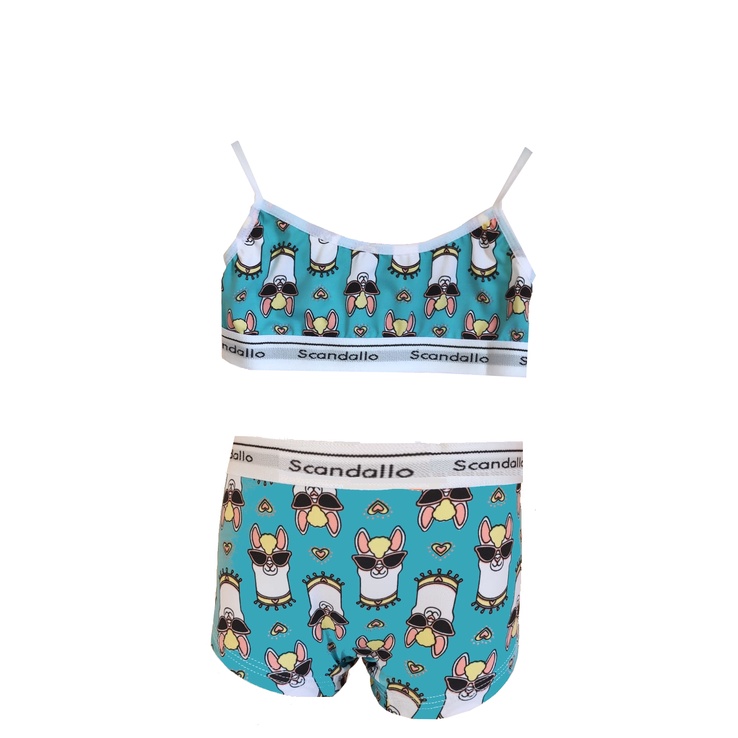 KIT  3 Conjuntos Microfibra Shortinho Estampado Confort Juvenil Sem Bojo Menina Moça