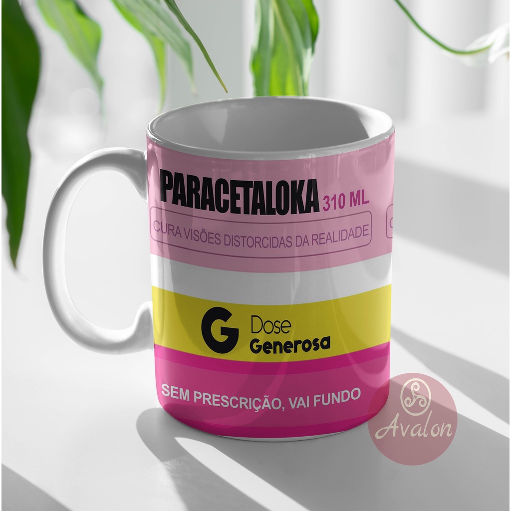 Caneca Personalizada Paracetaloka Estampa Caixa de Remédio + Caixinha de Presente