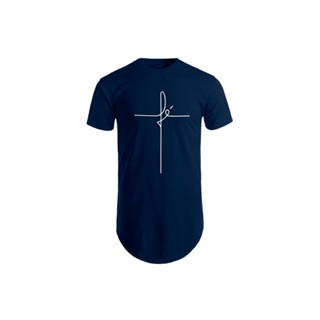 Camiseta Masculina Estampada Gospel Long line oversized Swag Básica Evangélica Manga Curta Algodão Cristã
