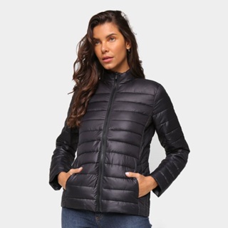 Jaqueta Feminina Bobojaco Preta Nylon Puffer em Oferta na Shopee