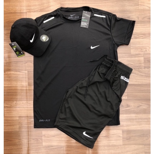 kit Drifit Nike Preto Camiseta short e boné - Escorrega o Preço