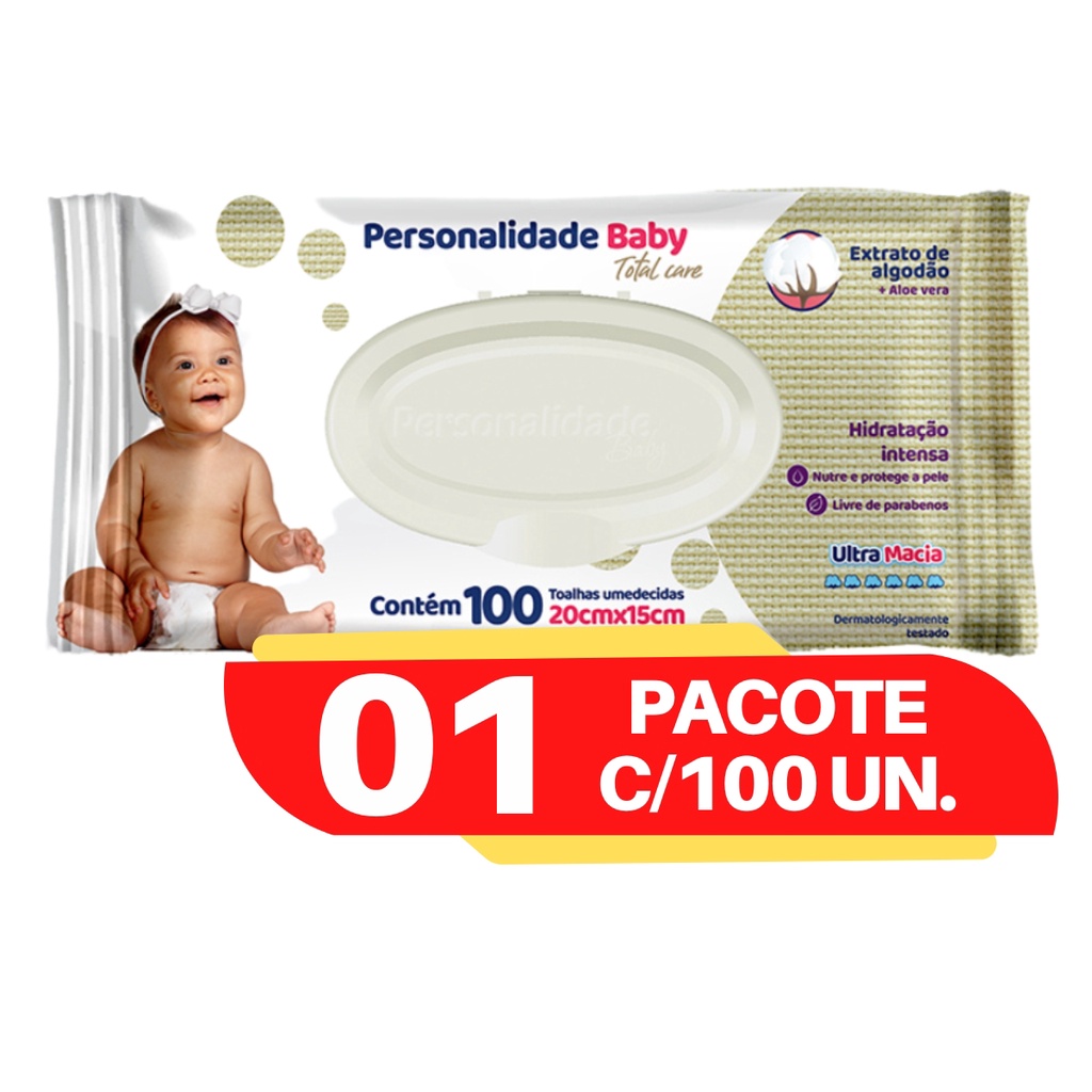 Lenço toalha toalhinha umedecida Personalidade baby pacote c/100 unidades