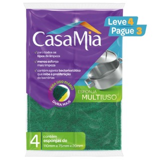 Esponja Multiuso 4 unidades Casa Mia - Atacado em Oferta na Shopee