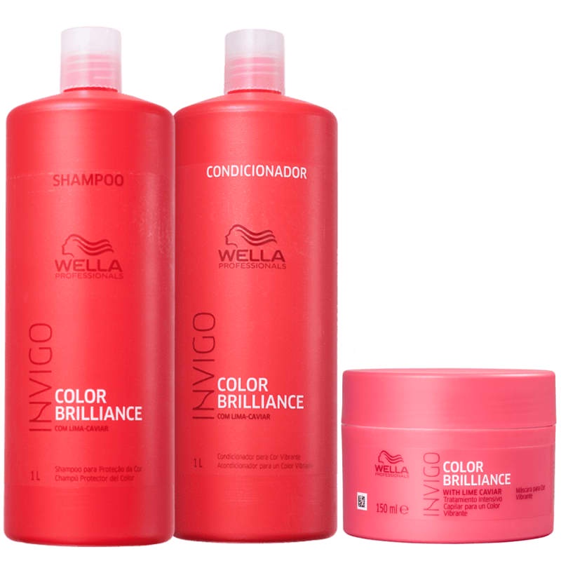 Kit Wella Professionals Invigo Color Brilliance - Shampoo 1L + Condicionador 1L + Máscara 150ml
