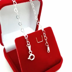 Pulseira feminina elo coração prata pura 925 legítima