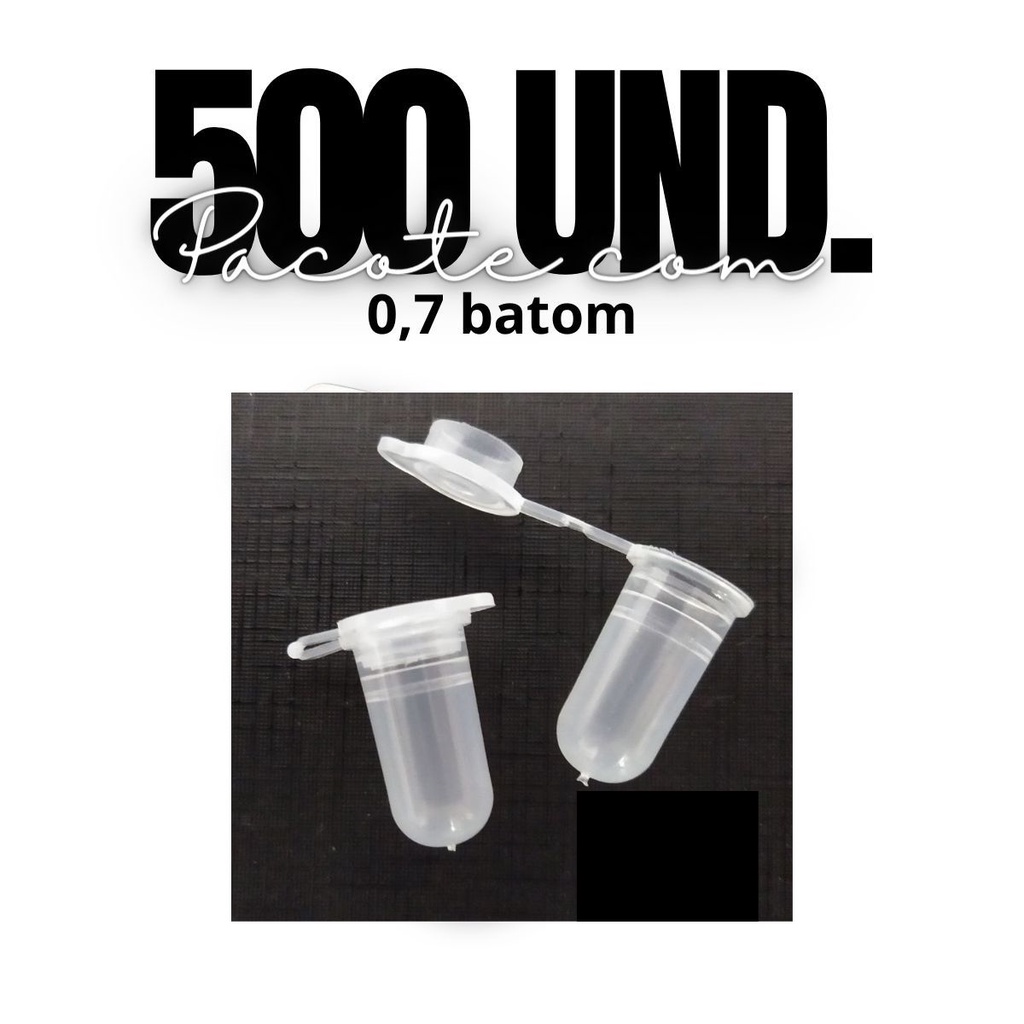 Microtubo Flaconete Tipo Batom Incolor 0,7ml Interno e 1,0ml Externo Pacote C/500 Unidades