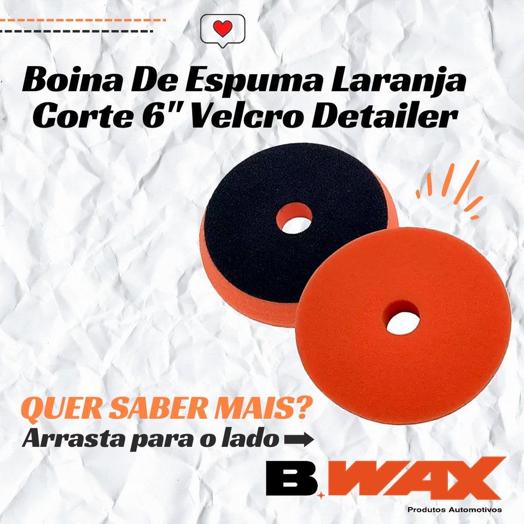 Boina De Espuma Laranja Corte 6'' Velcro Detailer