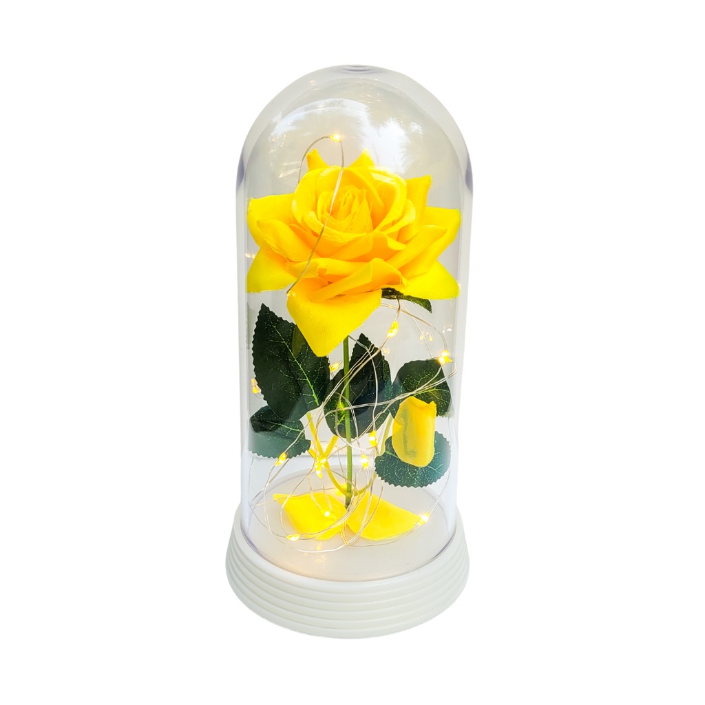 Luminária A Rosa Encantada A Bela e A Fera/ O Pequeno Príncipe Decoração de festa Centro de Mesa G Base Branco Pérola Luzes de LED branco quente Rosa Amarela
