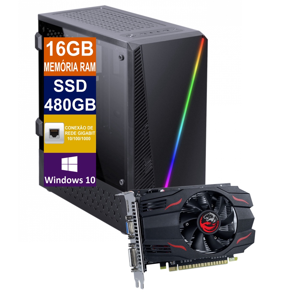 Pc Gamer Computador Cpu I5 / Memória Ram 16GB / SSD 480gb M2 NVME / Placa de Vídeo GT 740 4GB