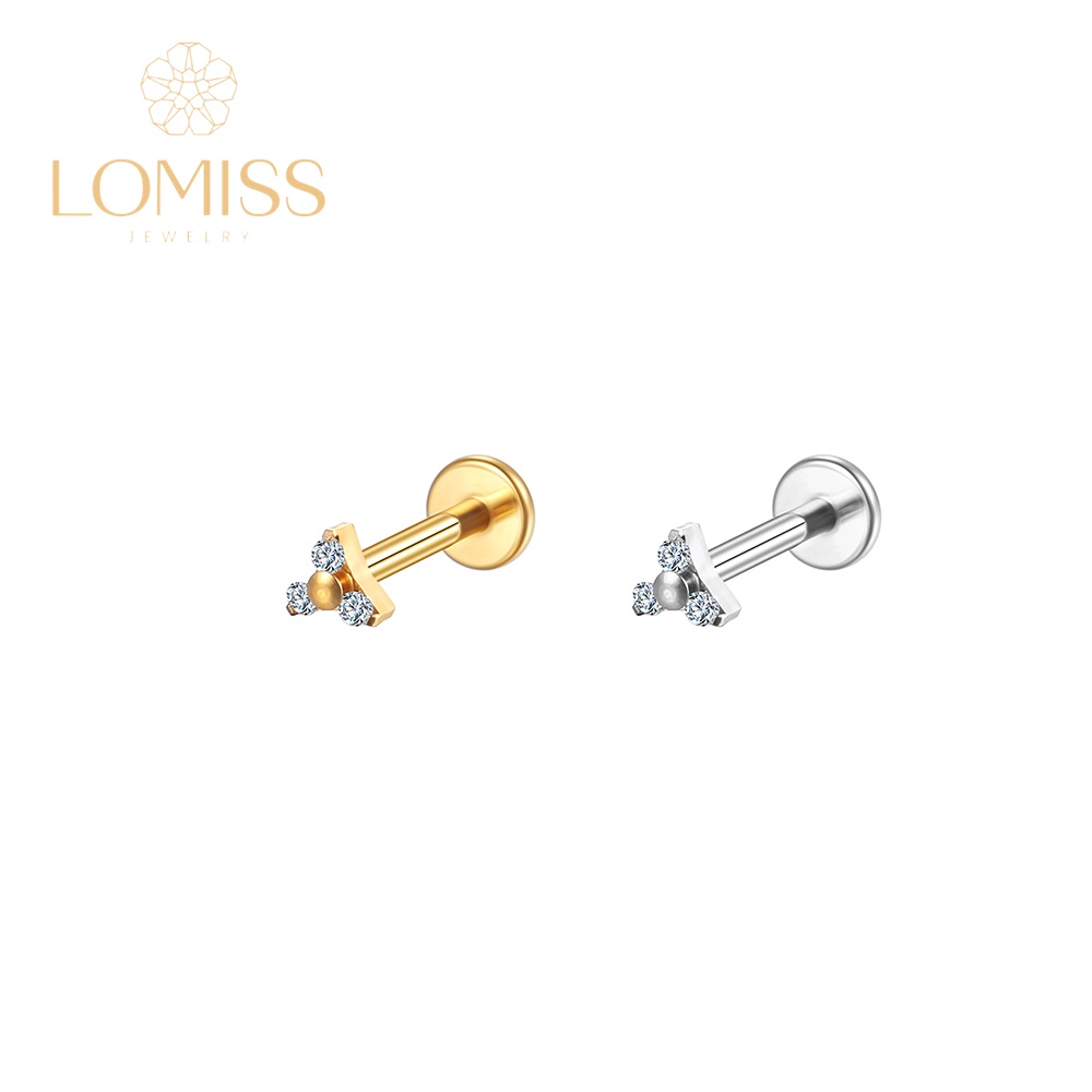 Piercing Helix Tragus Conch Nariz Boca-Medusa Labret  Aço Cirúrgico PVD com Três Zircônias em Oferta na Shopee