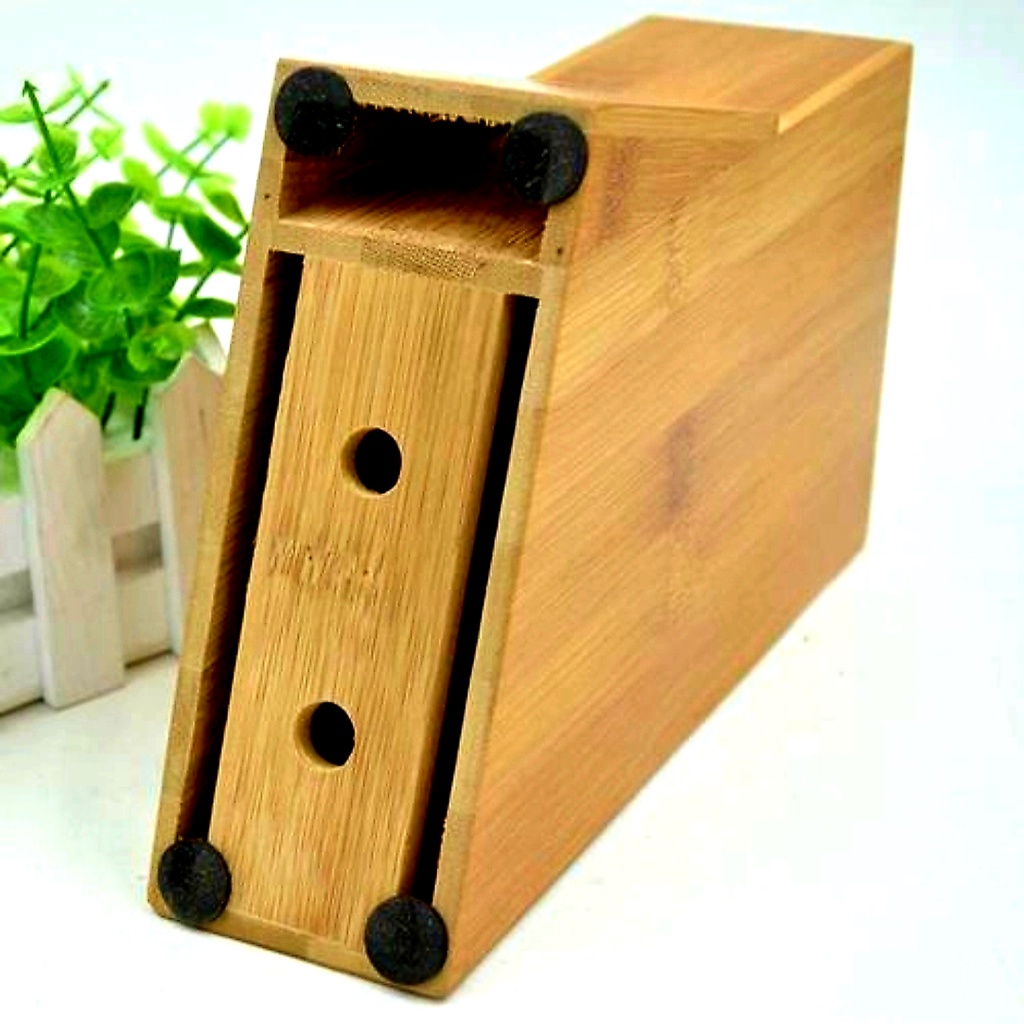 Organizador de Facas Cepo Bambu Anti Fungos Suporte Tesouras Faqueiro Porta-faca de cozinha — imagem 2 de 2