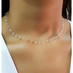 Colar Choker feminina folheado a ouro 18K e banhada a prata 925